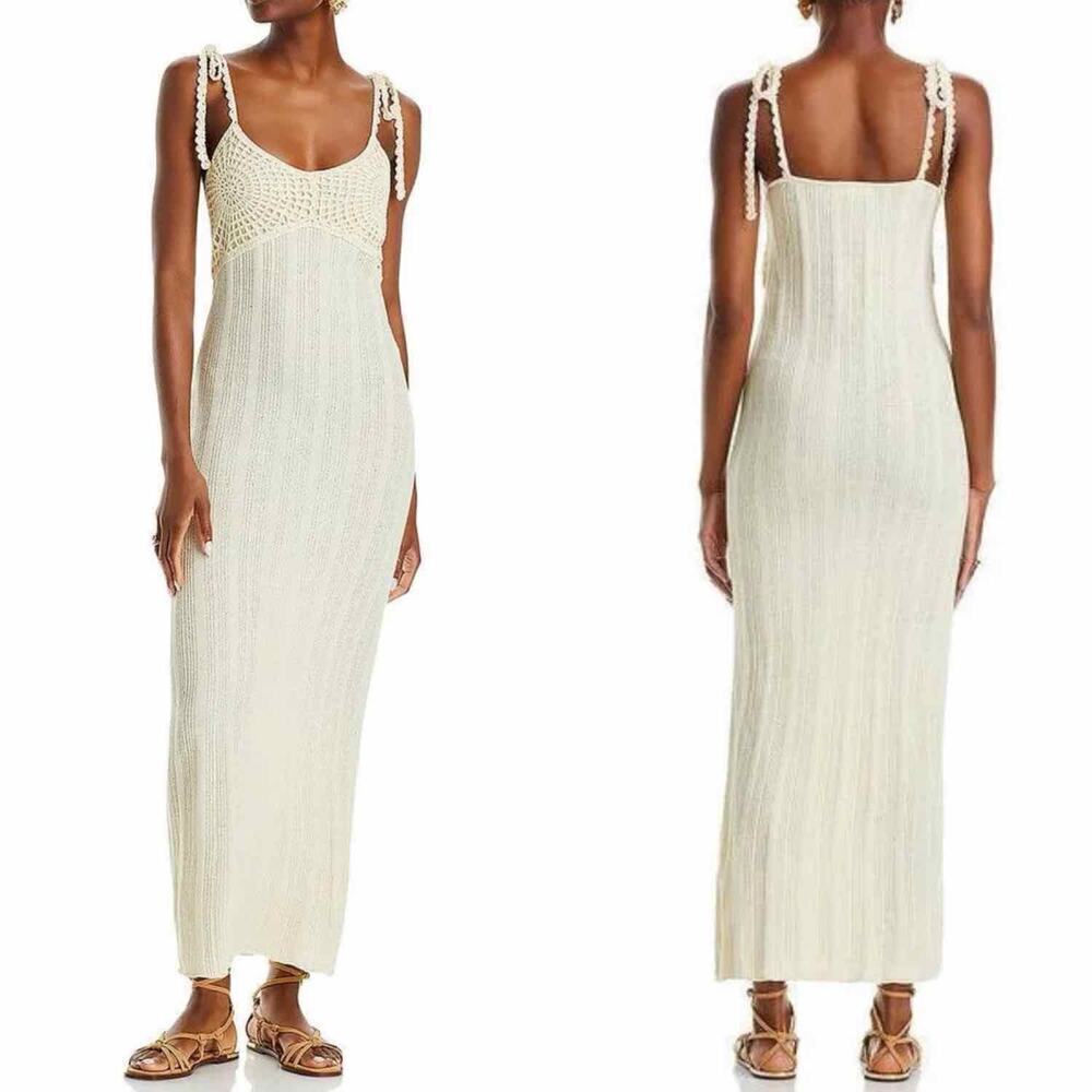 Line & Dot Carra Womens Crochet Maxi Bodycon Dress Size XS Cream